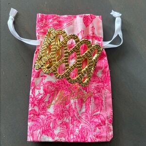 Lilly Pulitzer Gold Textured Open Weave Cuff Bracelet NWOT Resortwear Beach